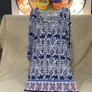 Lilly Pulitzer Blue and White Midi Dress